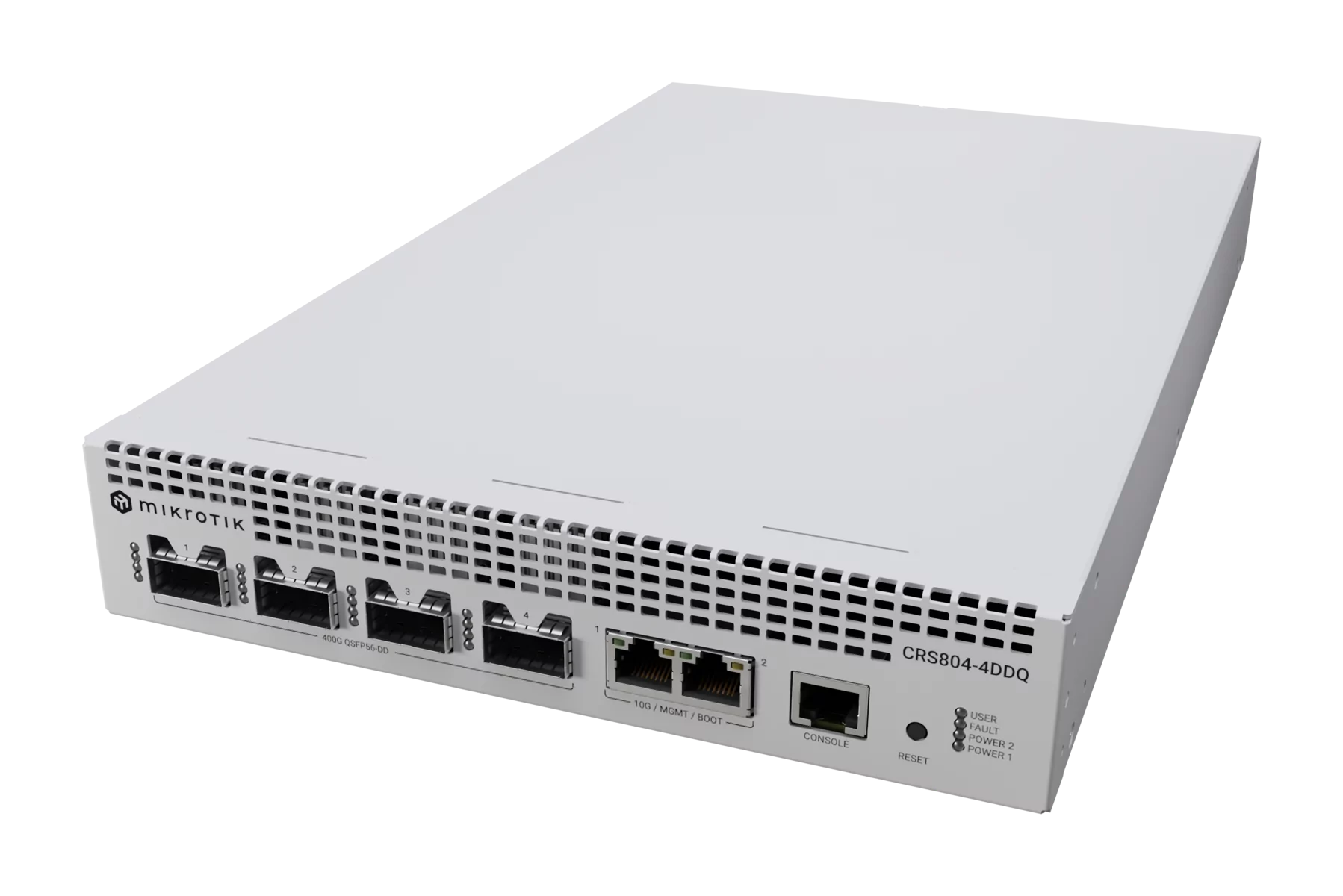 Router Switch MIKROTIK CRS804-4DDQ-hRM (4x 400g qsfp-dd, 2x 10g sfp+, routeros v7, 1u rackmount)