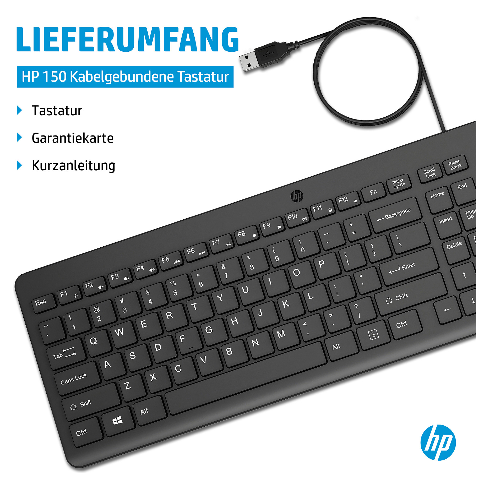 Kabel HP 150 (USB-A, njemačka tipkovnica, crna) – internacionalna non HR tipkovnica-4