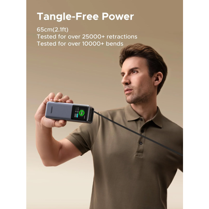 Prijenosni punjač UGREEN 55987B (20000 mAh, 165 W, ugrađeni usb-c kabel, tft zaslon)-4