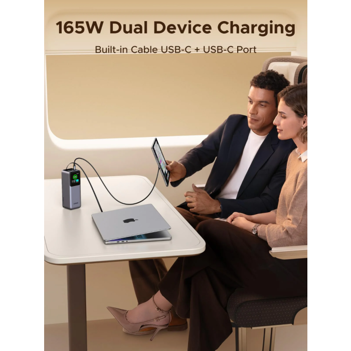 Prijenosni punjač UGREEN 55987B (20000 mAh, 165 W, ugrađeni usb-c kabel, tft zaslon)-8