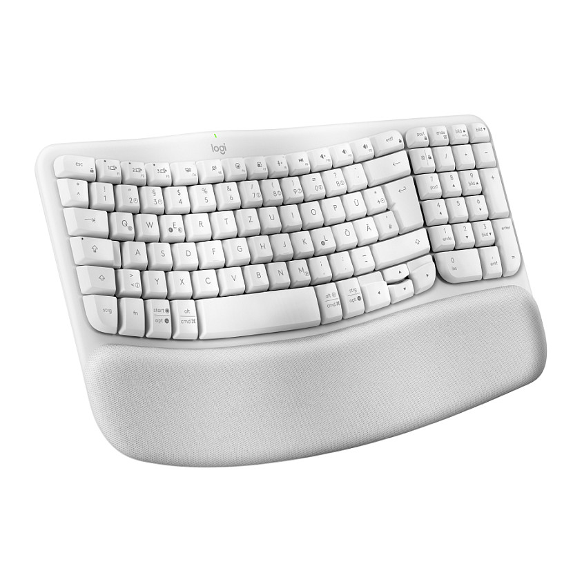 Tipkovnica LOGITECH Wave Keys (bežična, ergonomska, off-white, njemački layout, 2.4GHz, bluetooth)-3