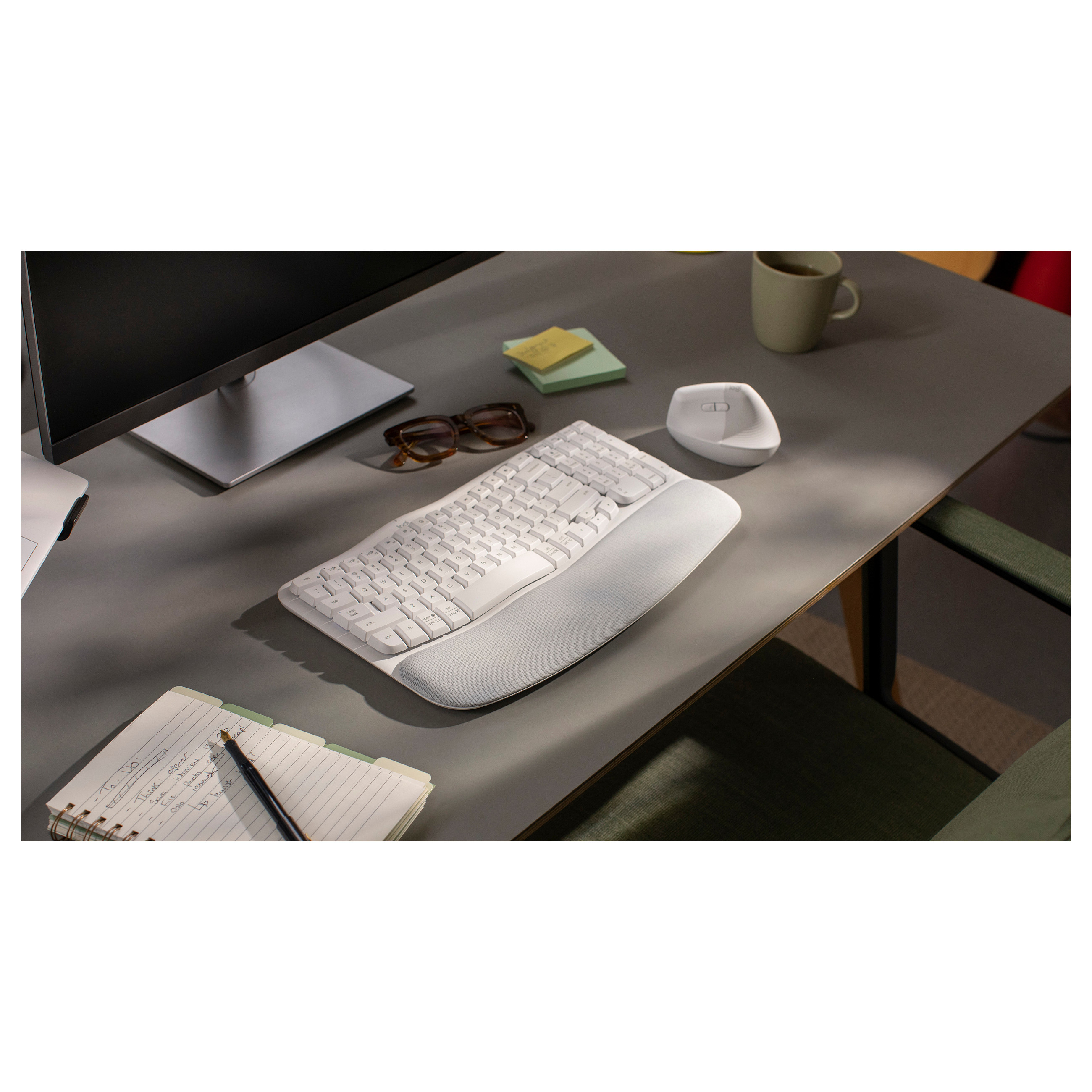 Tipkovnica LOGITECH Wave Keys (bežična, ergonomska, off-white, njemački layout, 2.4GHz, bluetooth)-8