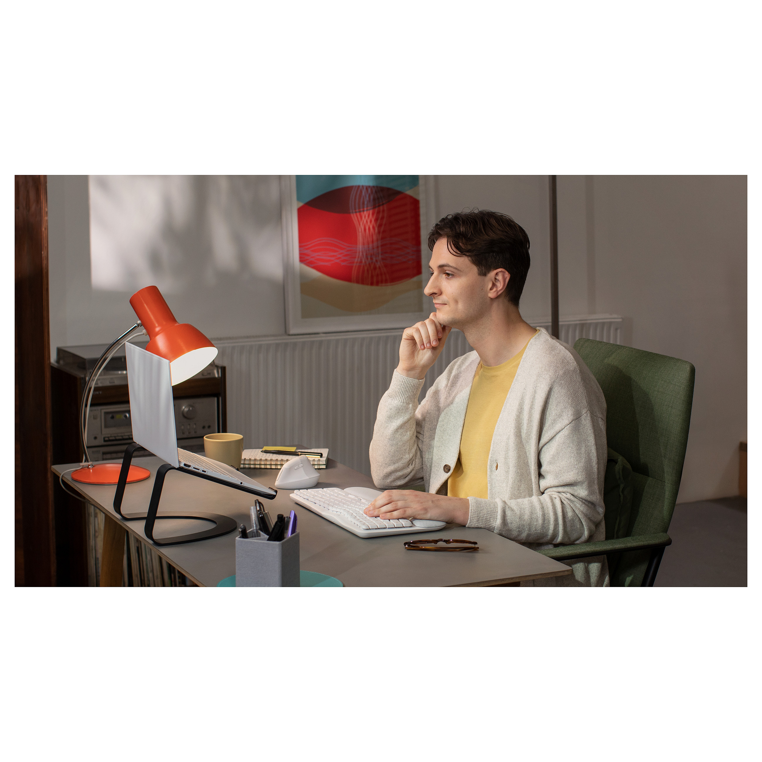 Tipkovnica LOGITECH Wave Keys (bežična, ergonomska, off-white, njemački layout, 2.4GHz, bluetooth)-9