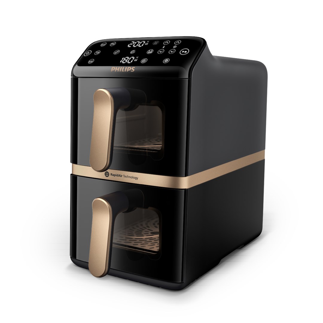 Philips 4000 series Dual Stack Airfryer Vertical Basket 10L Double Stand-alone 2750 W Hot air fryer Black