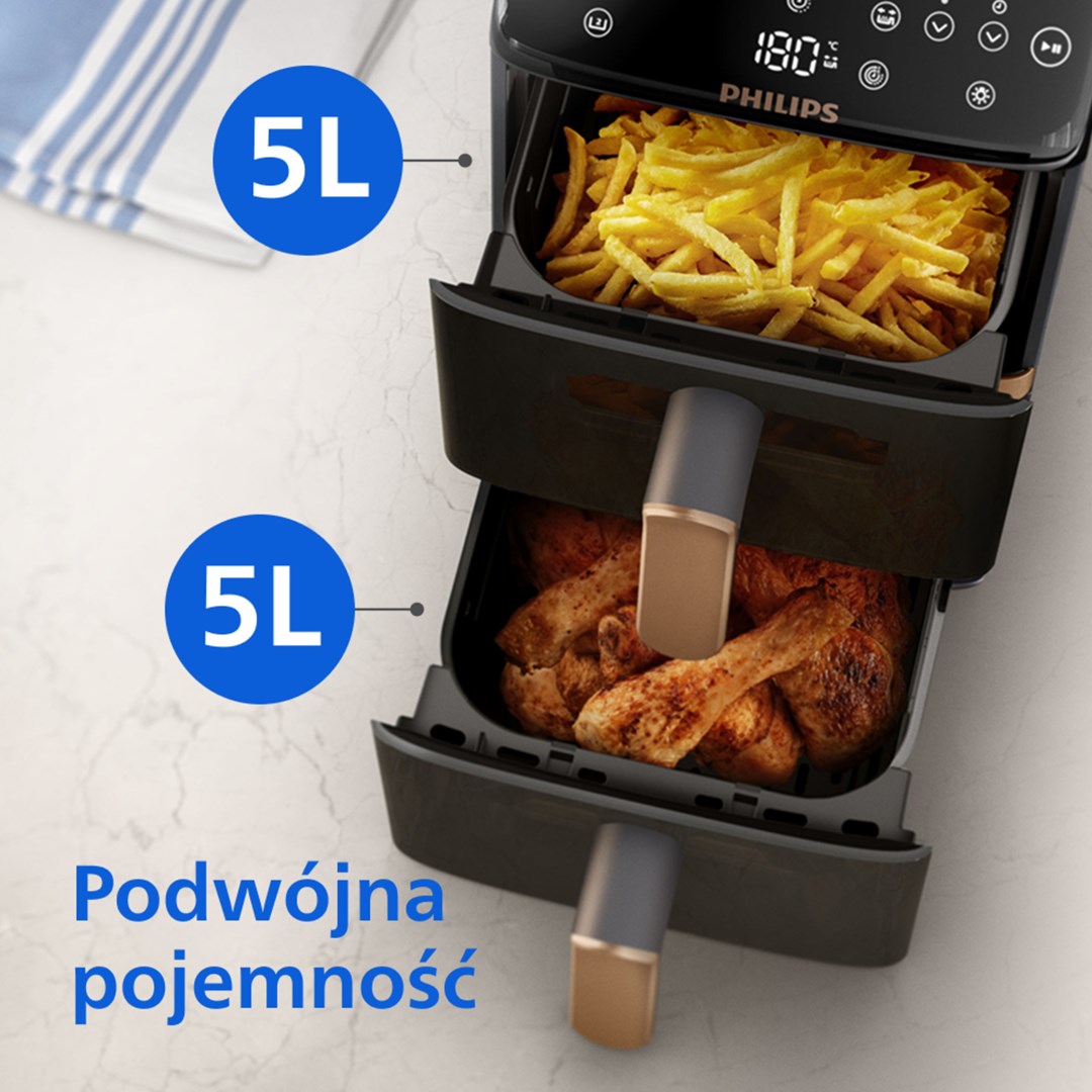 Philips 4000 series Dual Stack Airfryer Vertical Basket 10L Double Stand-alone 2750 W Hot air fryer Black-13