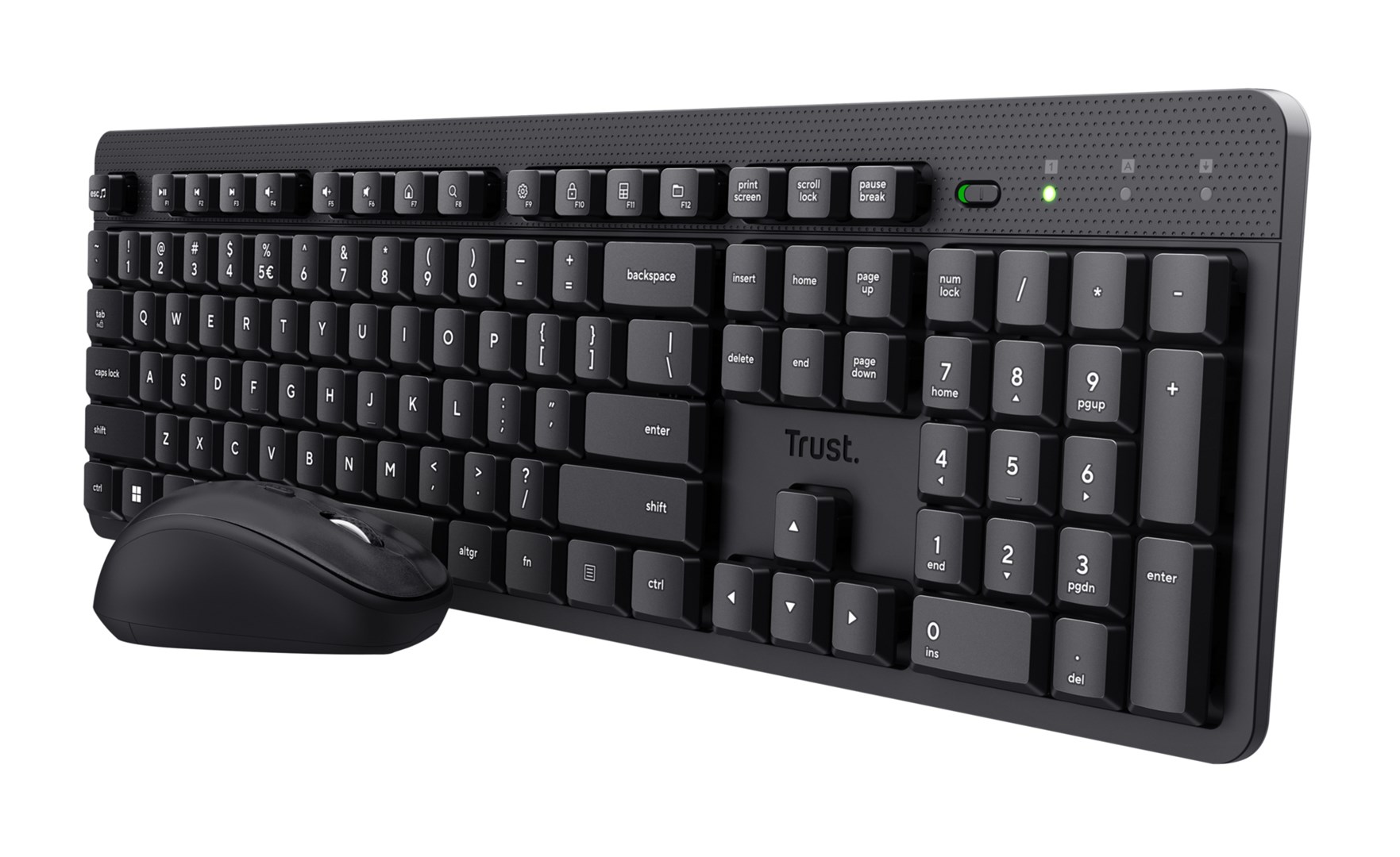 Set tipkovnica i miš TRUST Ody II (bežični, us layout, crna boja)