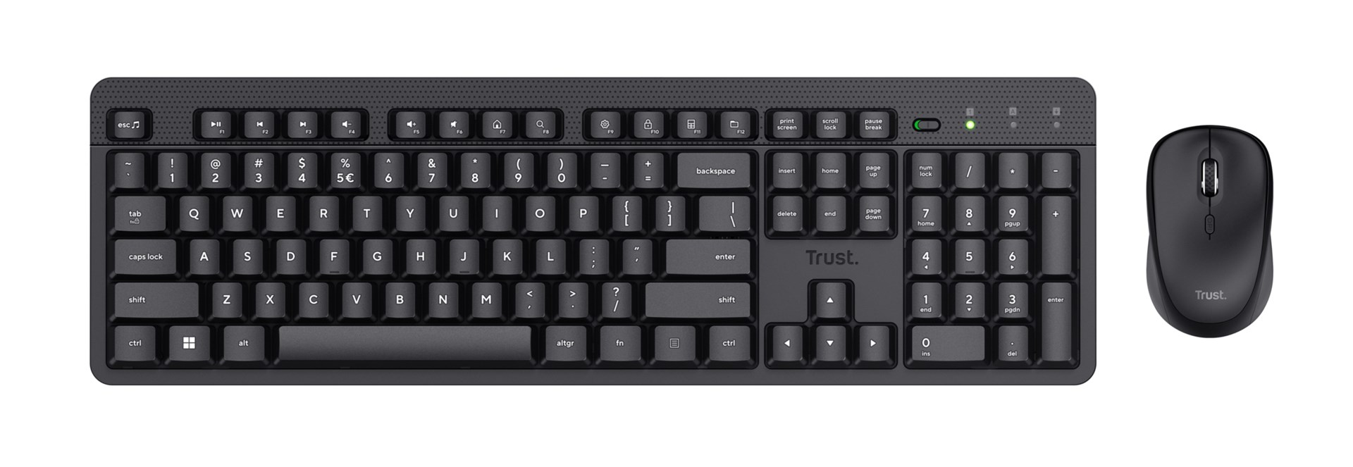 Set tipkovnica i miš TRUST Ody II (bežični, us layout, crna boja)-3