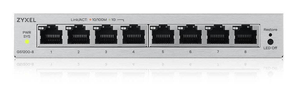 Mrežni preklopnik ZYXEL GS1200-8V3 (upravljivi L2, 8x gigabit ethernet, desktop, sivi)-3