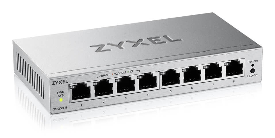 Mrežni preklopnik ZYXEL GS1200-8V3 (upravljivi L2, 8x gigabit ethernet, desktop, sivi)-2
