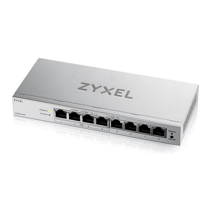 Switch ZYXEL GS1200-8HPV3 (8-port, gigabit, PoE, managed L2, desktop)-0