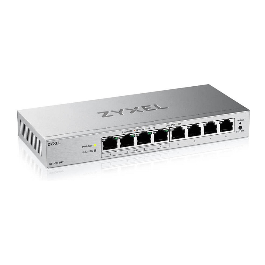 Switch ZYXEL GS1200-8HPV3 (8-port, gigabit, PoE, managed L2, desktop)-1