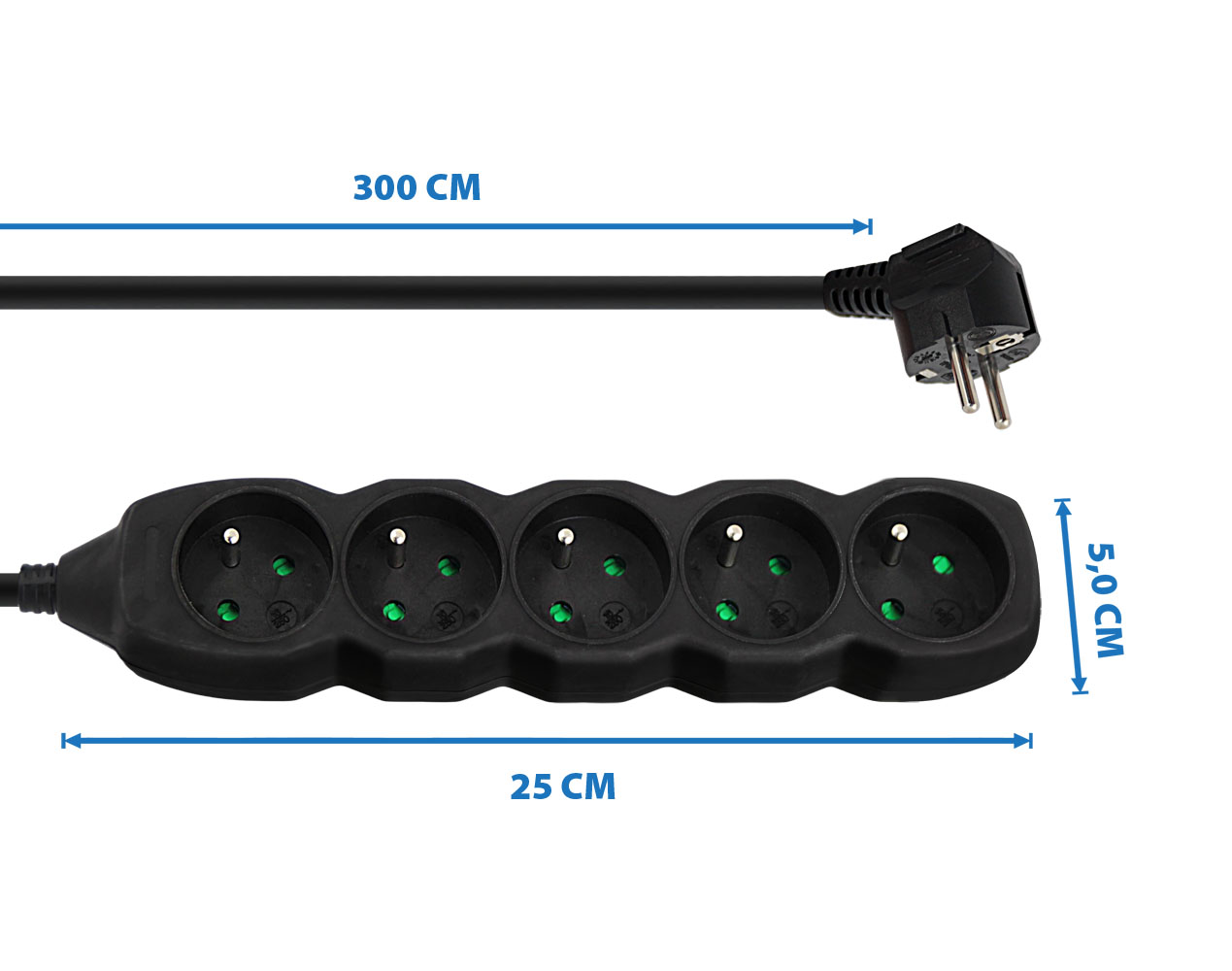 Produžni kabel ESPERANZA ELK208K (5 utičnica, 3m, crni)-1