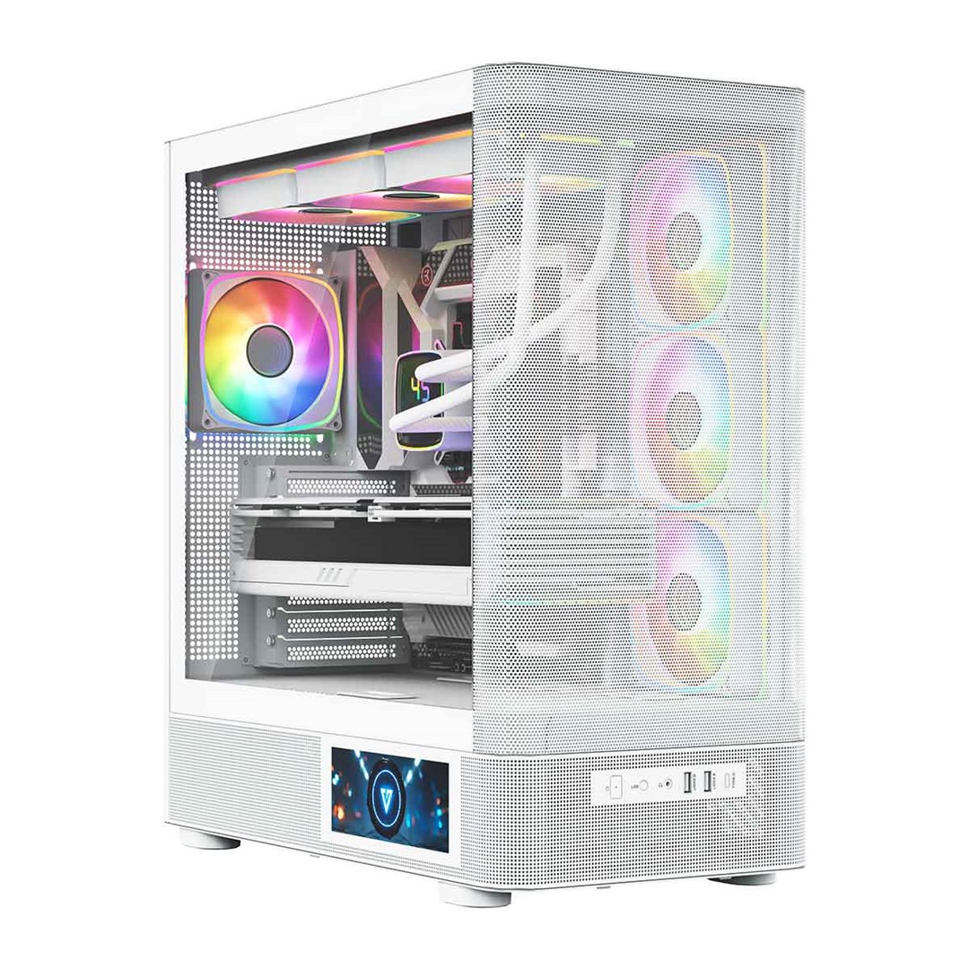 Kućište za računalo MODECOM Volcano AQ 400 ARGB (Midi Tower, 4x 120mm ARGB ventilatora, kaljeno staklo) Bijelo-2