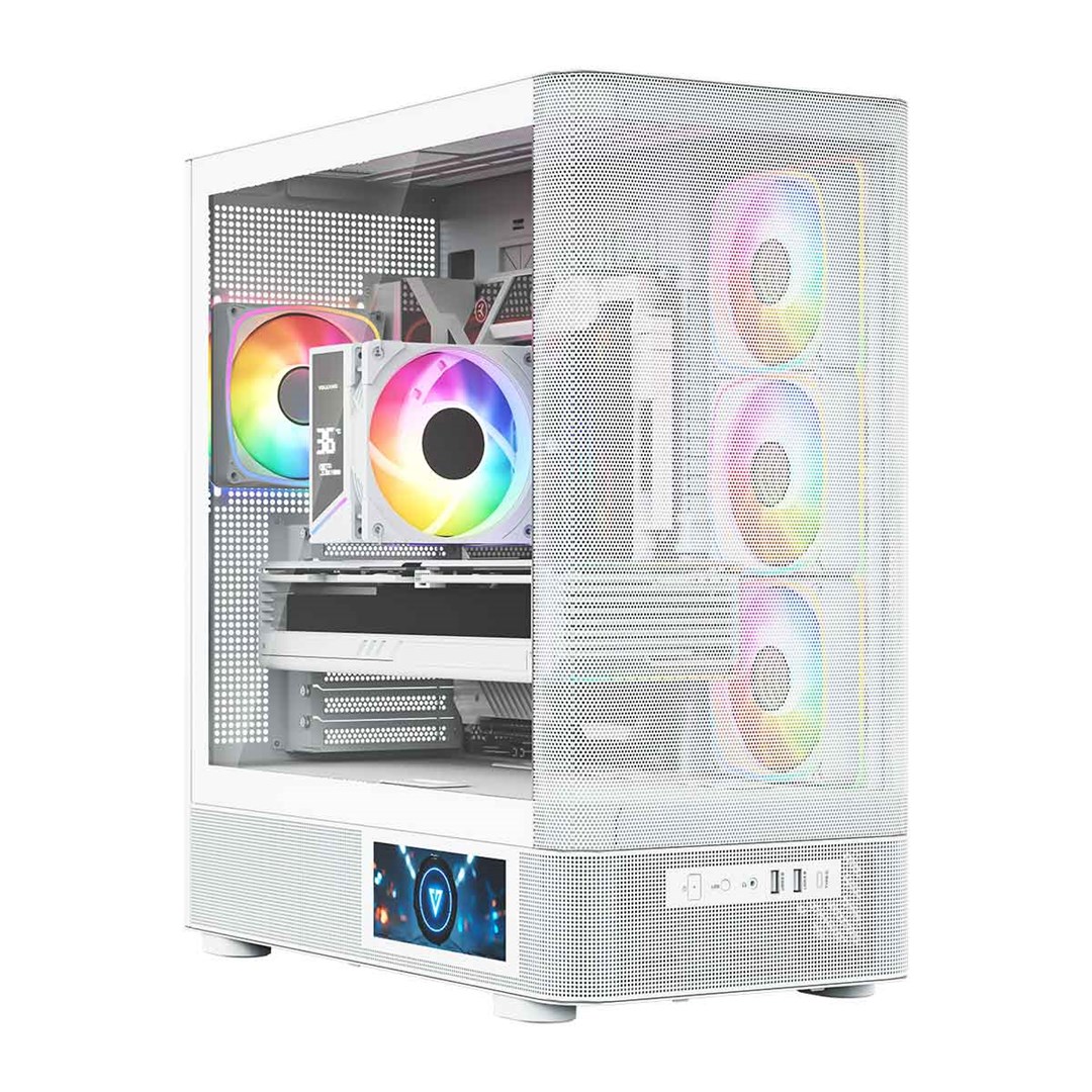 Kućište za računalo MODECOM Volcano AQ 400 ARGB (Midi Tower, 4x 120mm ARGB ventilatora, kaljeno staklo) Bijelo-11