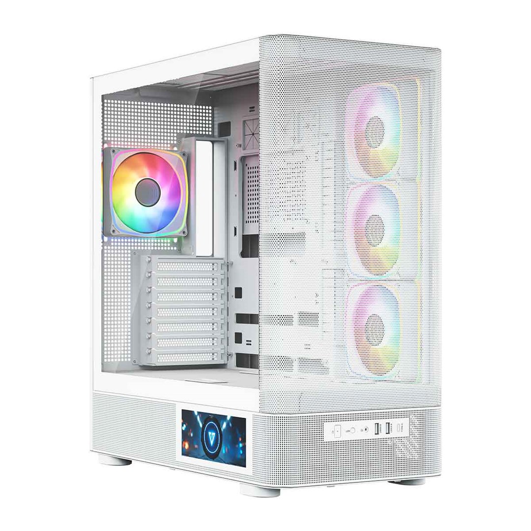 Kućište za računalo MODECOM Volcano AQ 400 ARGB (Midi Tower, 4x 120mm ARGB ventilatora, kaljeno staklo) Bijelo