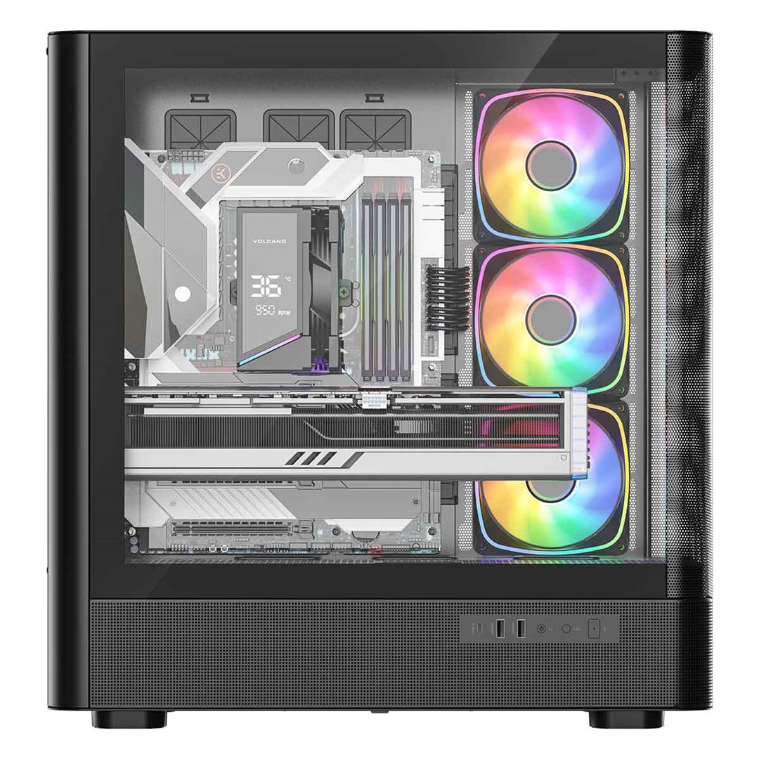 Kućište MODECOM Volcano AQ 500 ARGB (Midi Tower, ATX, 4x 120mm ARGB ventilatora, kaljeno staklo)-2