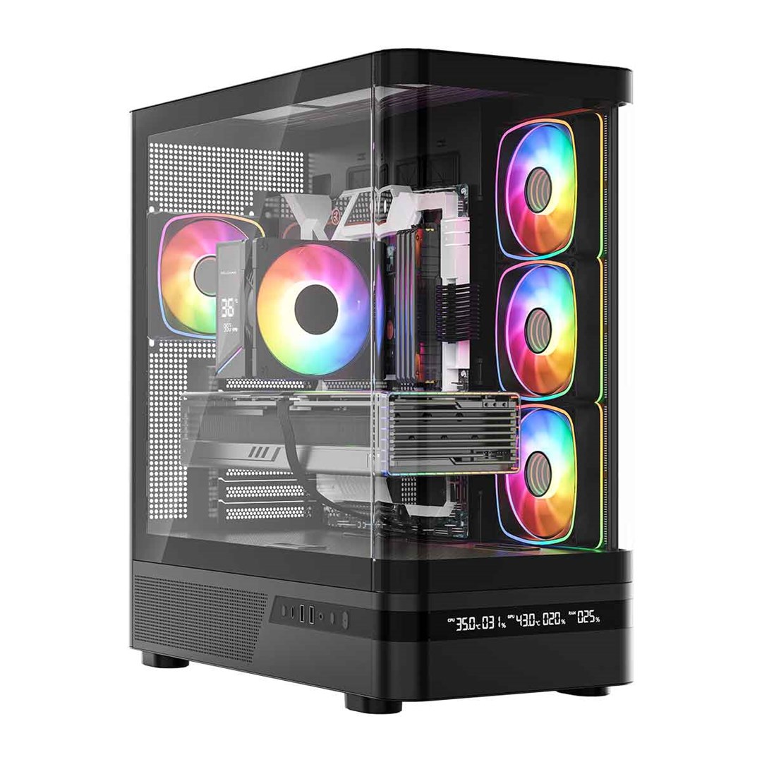 PC Kućište MODECOM VOLCANO AQ 200 (ARGB, Midi Tower, Kaljeno Staklo, Crno)