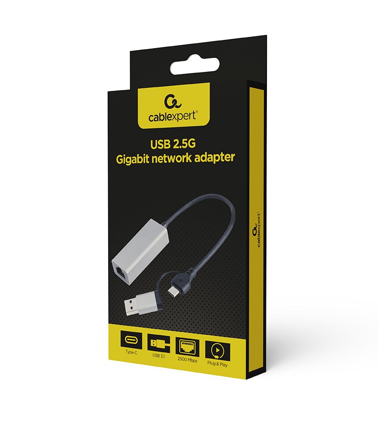 USB-C mrežni adapter GEMBIRD A-USB3AC-LAN2G-01 (2.5gbit/s, crno-sivi)-0