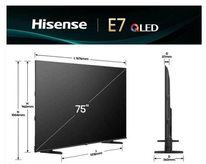 TV HISENSE QLED 75E77Q VIDAA (189 cm, 4K UHD, HDR10+ Adaptive, Dolby Atmos, Smart TV)-1