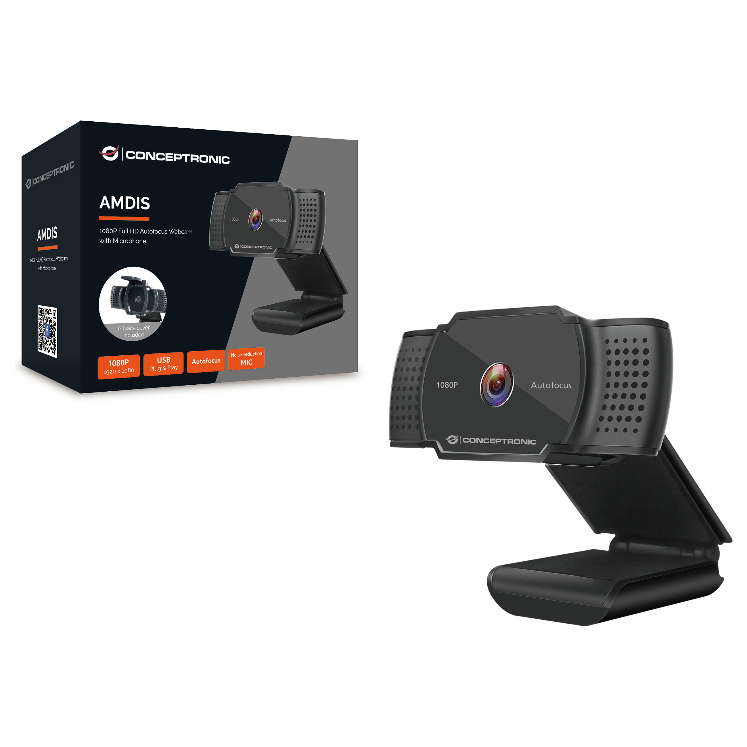 Web kamera CONCEPTRONIC (fullhd 1080p, 72° fov, usb-a, ugrađen mikrofon, crna)-2