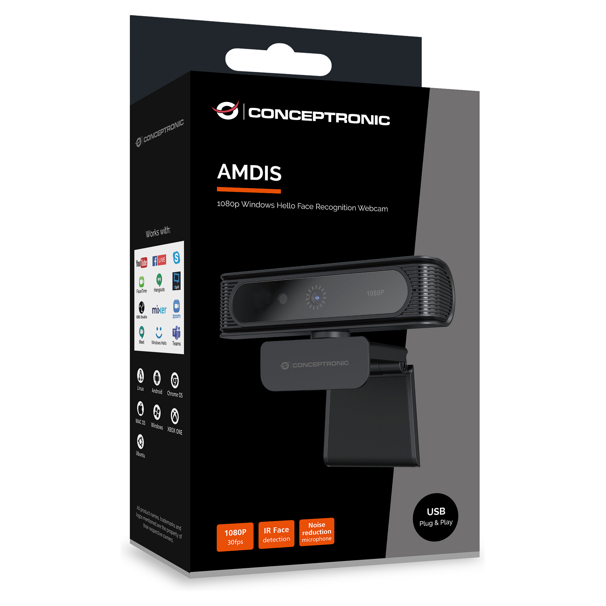 Web kamera CONCEPTRONIC (fullhd 1080p, 30hz, 80° fov, usb-a, ugrađen mikrofon, crna)-7
