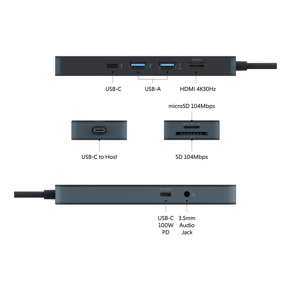 USB-C Hub TARGUS HyperDrive Flex (8 portova, crni)-6