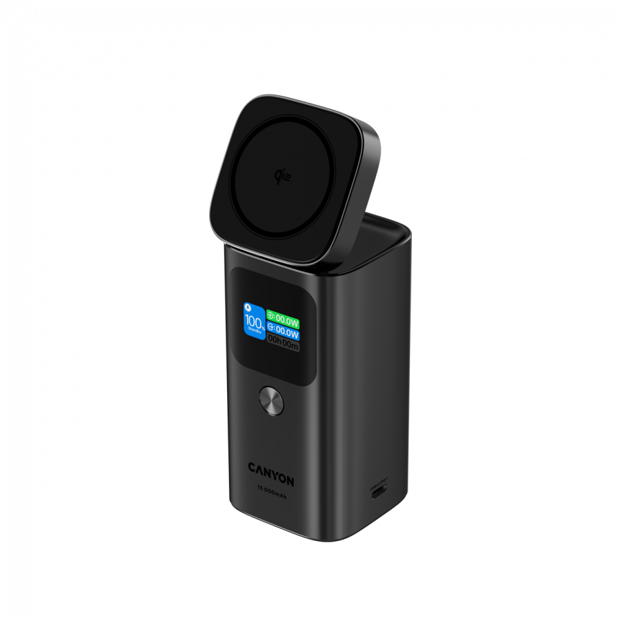 Prijenosna baterija CANYON OnPower 150 CNS-CPB150DG (qi2 magnetska, 15000mah, tamno siva)