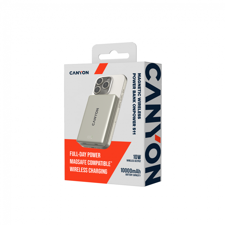 Prijenosna baterija CANYON OnPower 511 CNS-CPB511G (magnetska, 10000mah, pd 20w, aluminijska, siva)-4