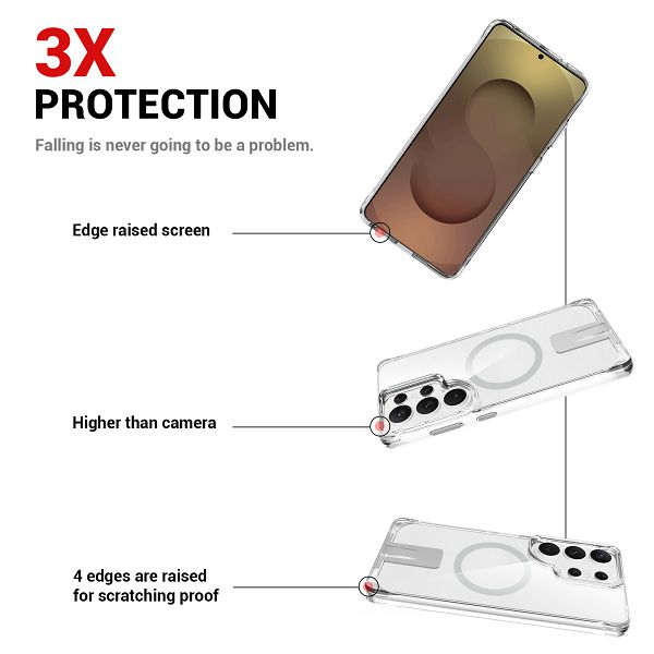 Maska MAX MOBILE Drop-Proof Pure za Samsung Galaxy S26 Ultra (tpu, magsafe, kickstand, prozirna)-3