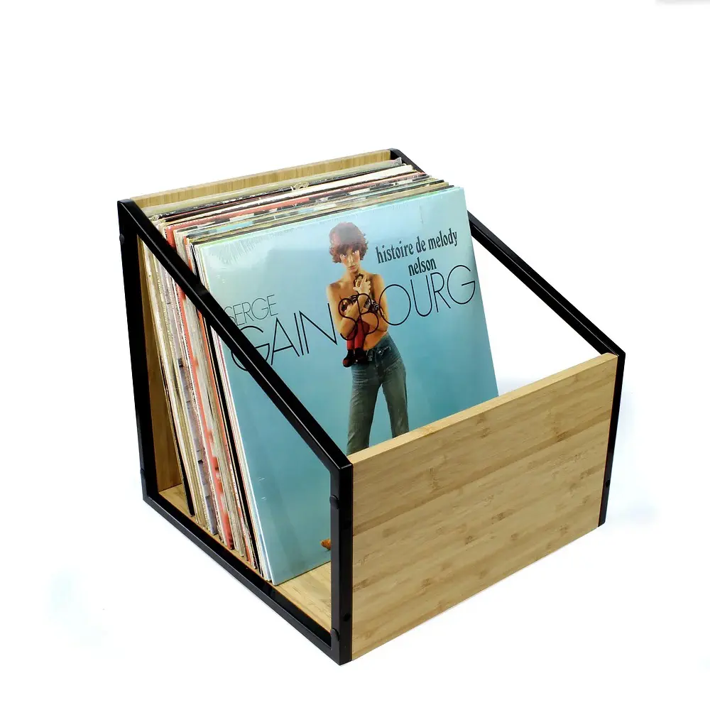 Stalak za ploče NORSTONE Vinyl LP Case, black/bamboo-0