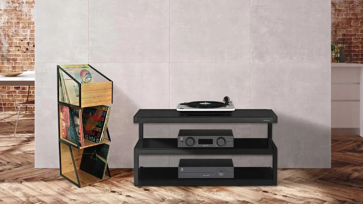 Stalak za ploče NORSTONE Vinyl LP Case, black/bamboo-1