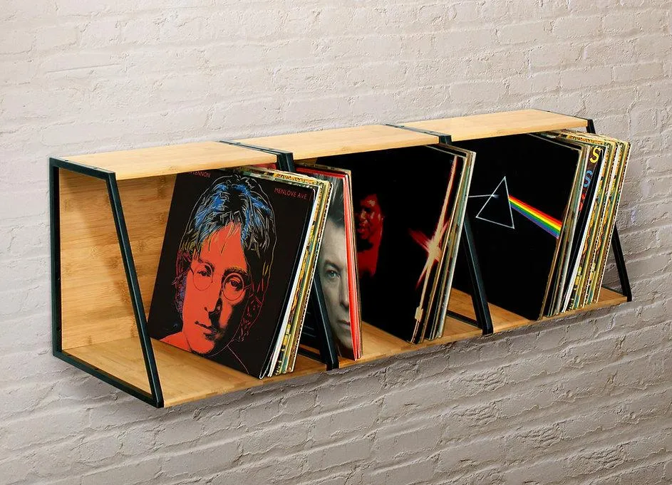Stalak za ploče NORSTONE Vinyl LP Case, black/bamboo-2
