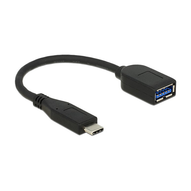 Kabel DELOCK USB-C na USB-A (usb 3.1, muški na ženski, 0.1m, koaksijalni, crni)-0