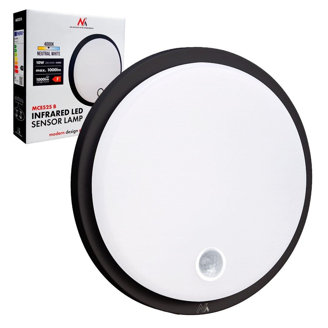 LED lampa sa senzorom pokreta MACLEAN MCE525 B (1W, 80lm, 4000K, baterijska, crna)