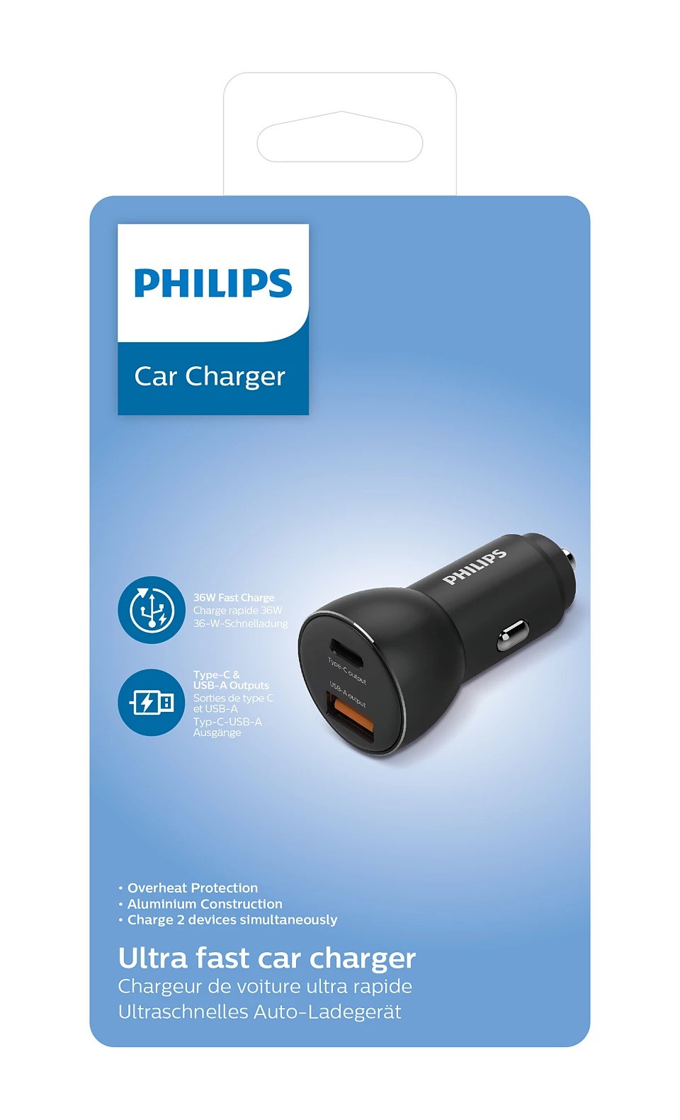 Auto punjač PHILIPS (usb-a/usb-c, 36w, fast charge)-0