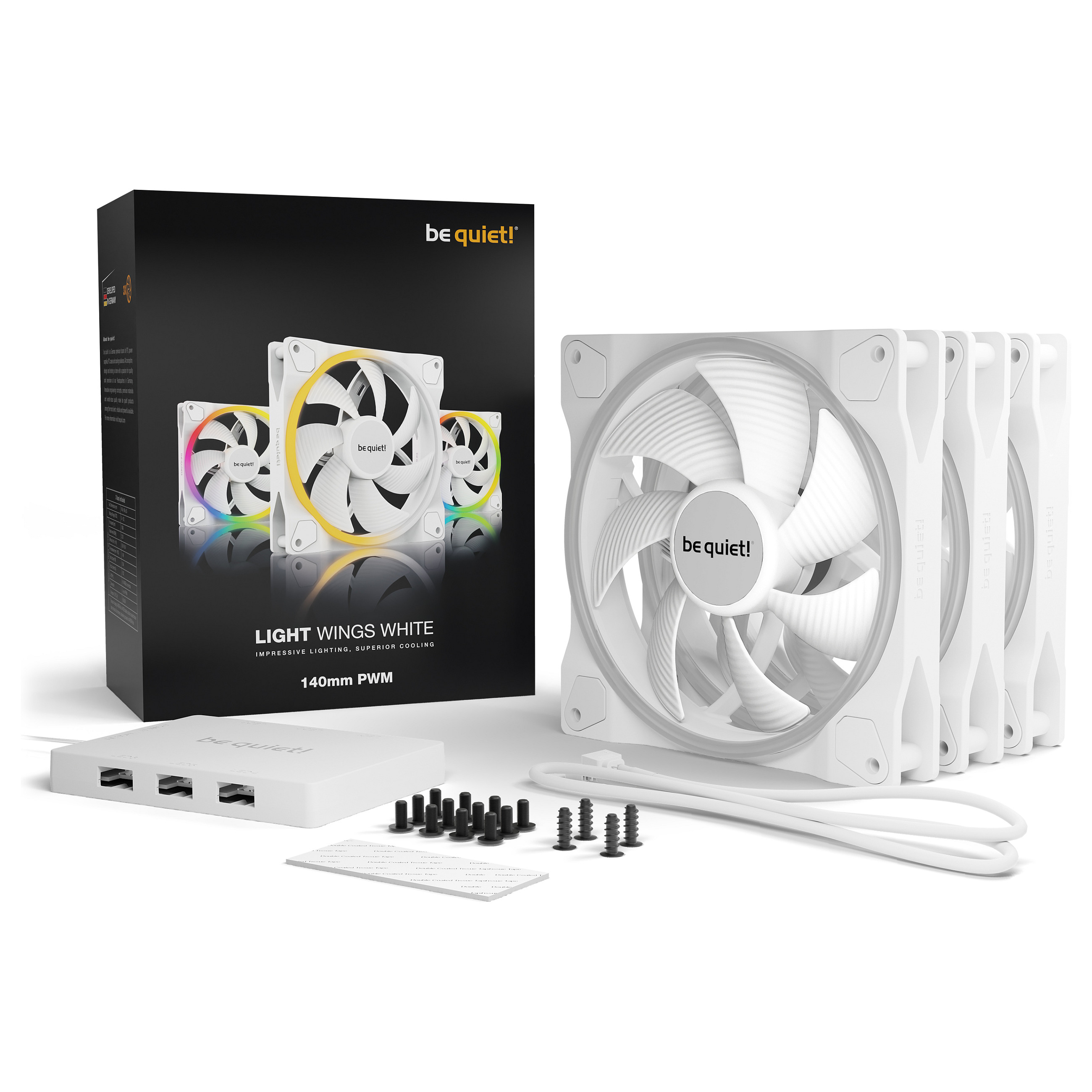 Ventilator BE QUIET! LIGHT WINGS (140mm, white, pwm, triple-pack)-4