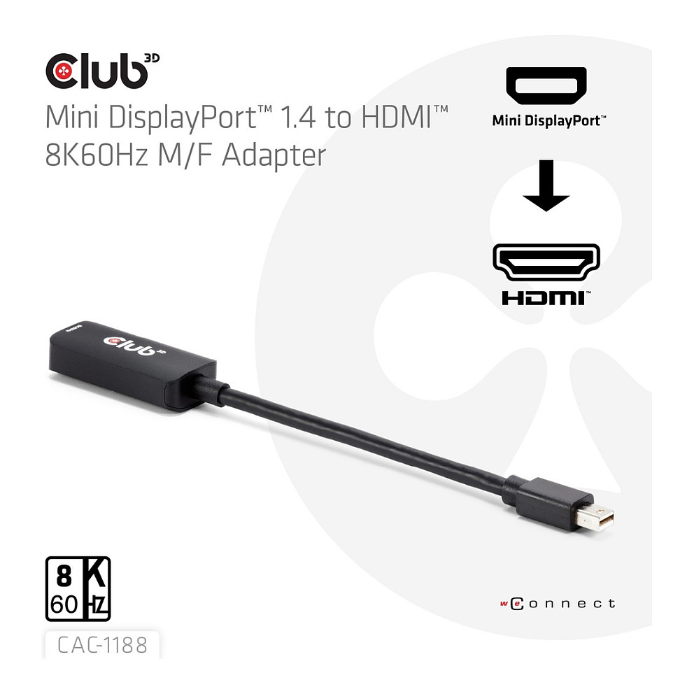 Adapter CLUB 3D MiniDisplayPort na HDMI 2.1 (8k60hz, hdr, retail)-2