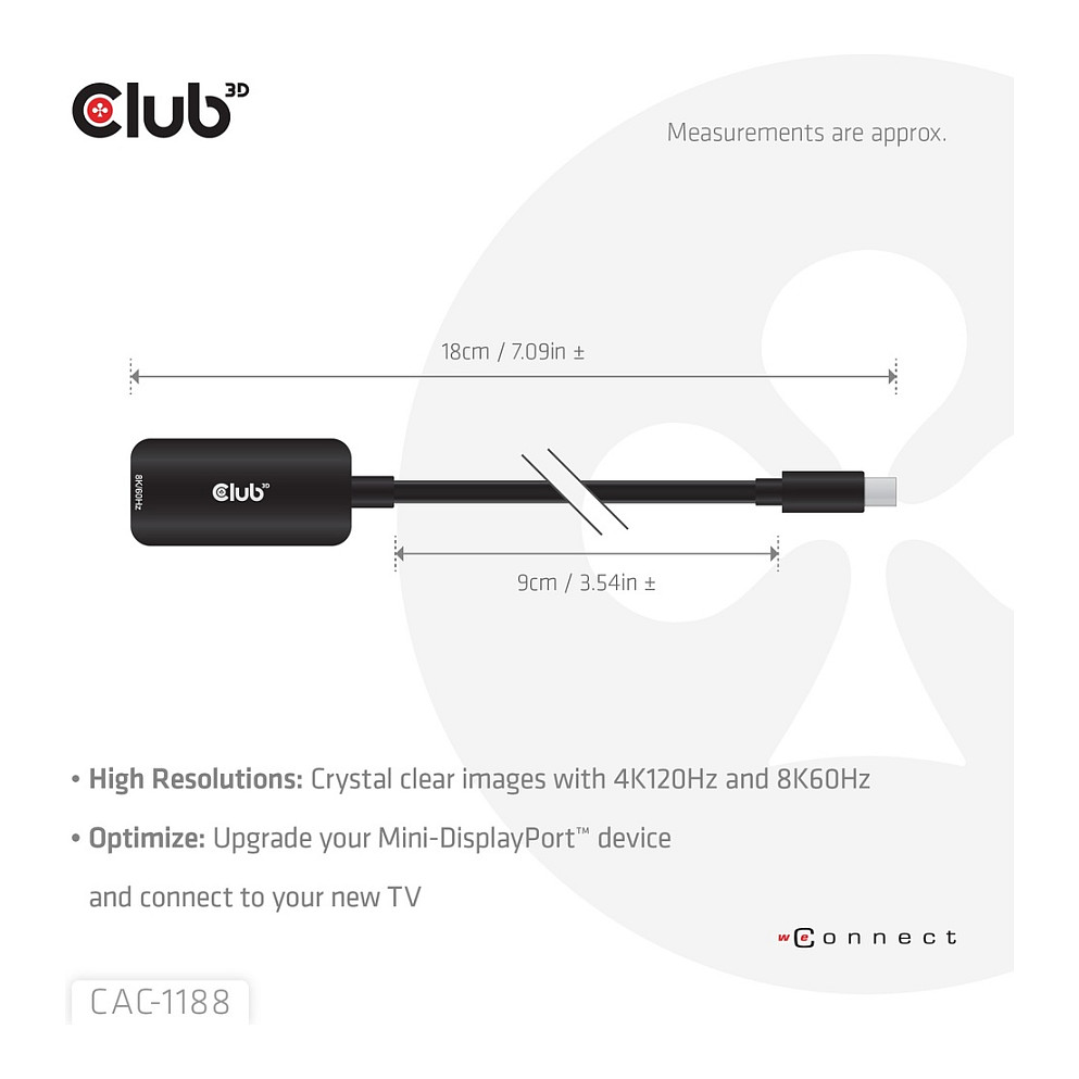 Adapter CLUB 3D MiniDisplayPort na HDMI 2.1 (8k60hz, hdr, retail)-3
