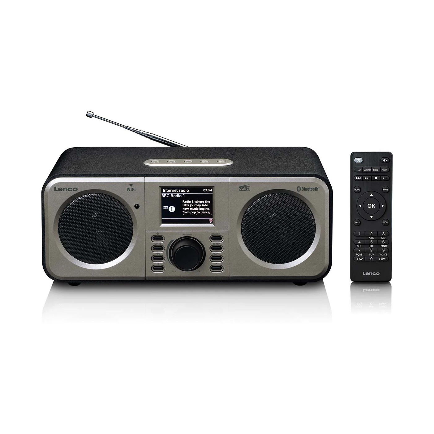 Radio prijemnik LENCO DIR-141BK (internet radio, dab+, bluetooth, spotify connect, srebrno crni)