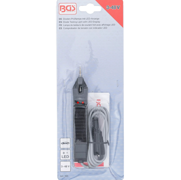 Ispitivač BGS TECHNIC s LED zaslonom, 3-48 V-3