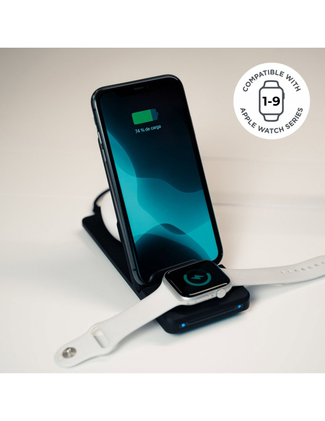 Bežična stanica za punjenje KSIX 3u1 15 W, brzo punjenje, Qi, za Apple Watch i AirPods, crni-4