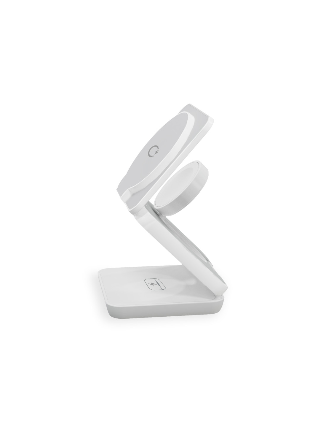 Bežični punjač KSIX Cube 3u1 15W, sklopivi, kompatibilan s MagSafe & Qi, Apple Watch  AirPods, bijeli-2
