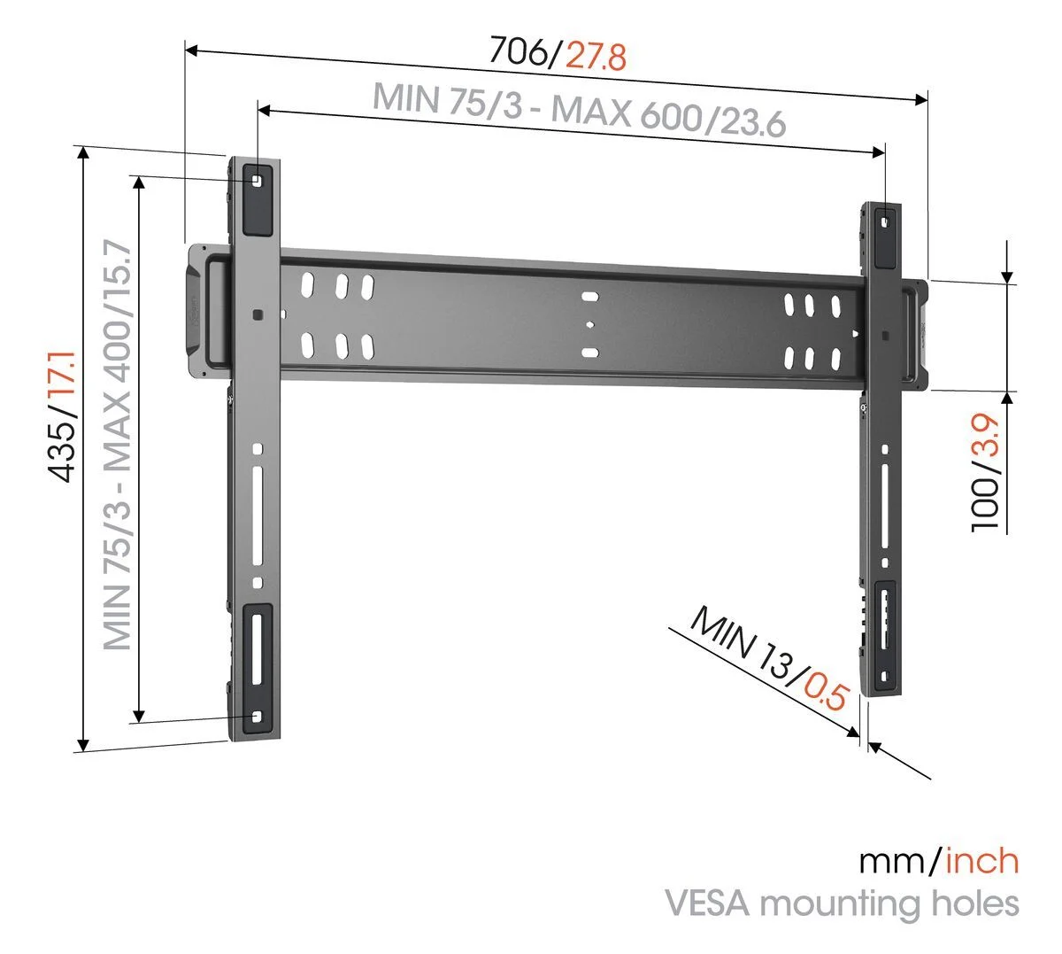 Zidni nosač za TV VOGELS TVM5705 ELITE (40"–110", fiksni, max. 100kg)-2