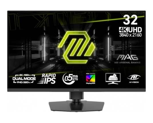 MONITOR MSI MAG 322URDF E16 (31.5", 4K UHD 160Hz / FHD 320Hz, Rapid IPS, 0.5ms)