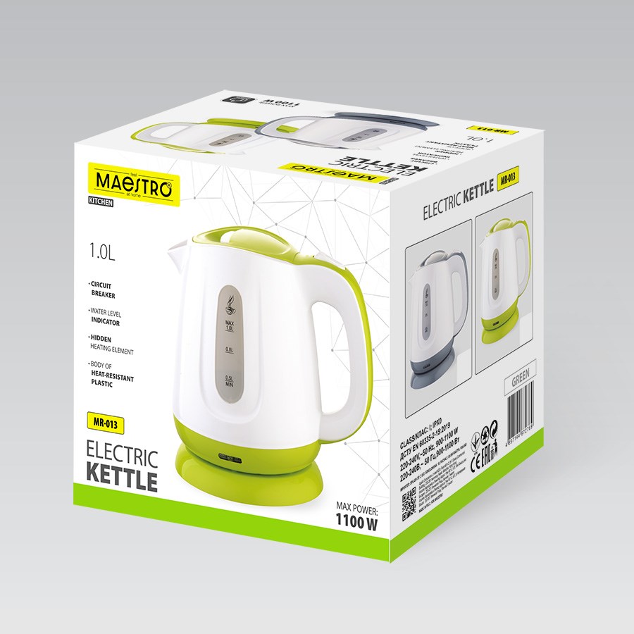 Kuhalo za vodu MAESTRO MR013 (1l, 1100w, zeleno-bijelo)-4