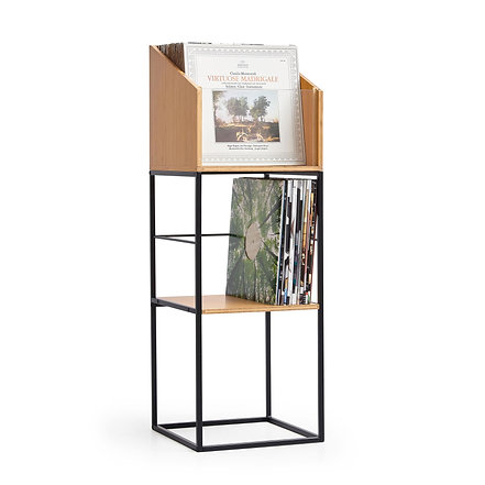 Stalak za ploče NORSTONE Vinyl LP Case, black/bamboo-1