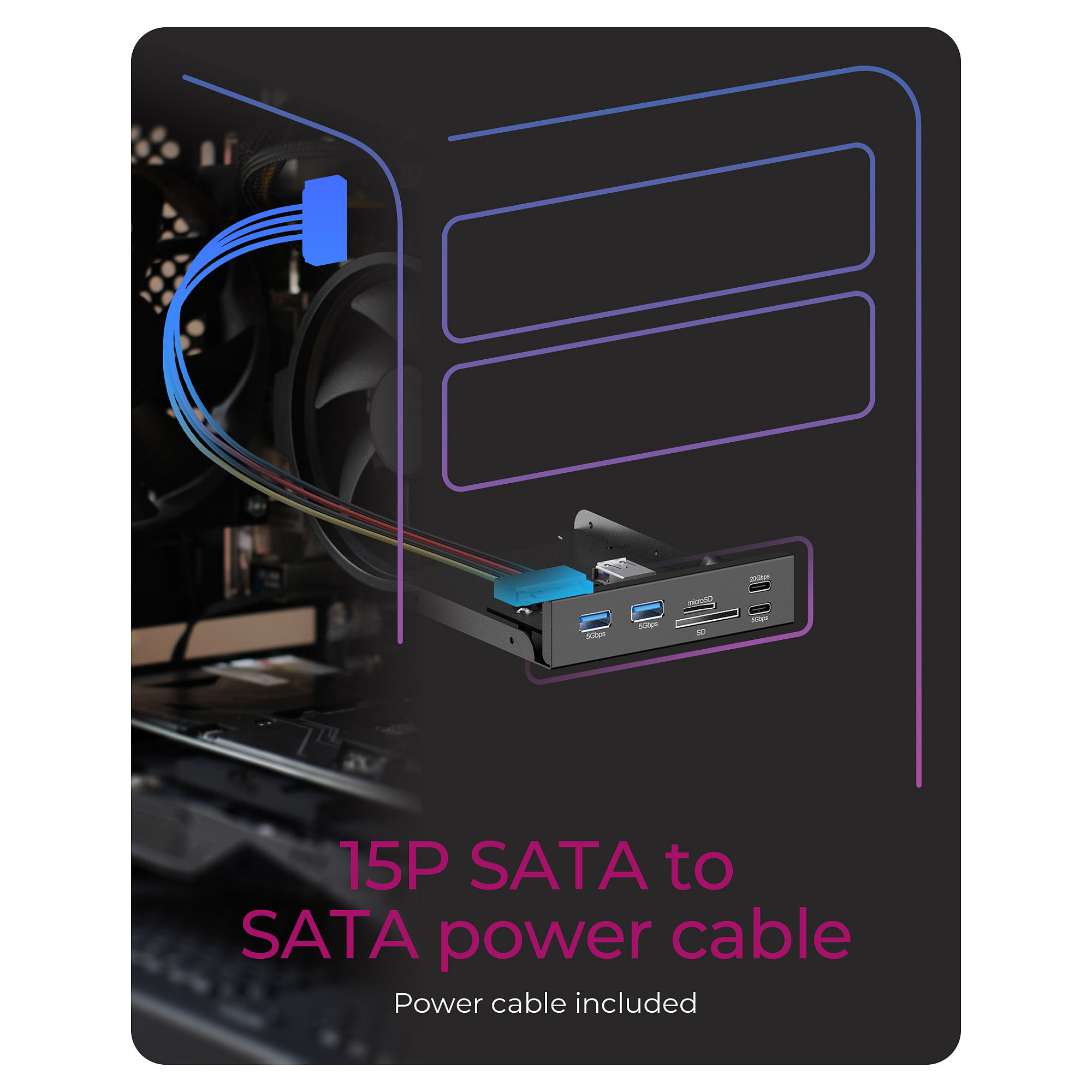 USB Hub za kućište ICY BOX IB-HUB1419-i3 (6-u-1, 3.5", USB-C, USB-A, čitač kartica)-11