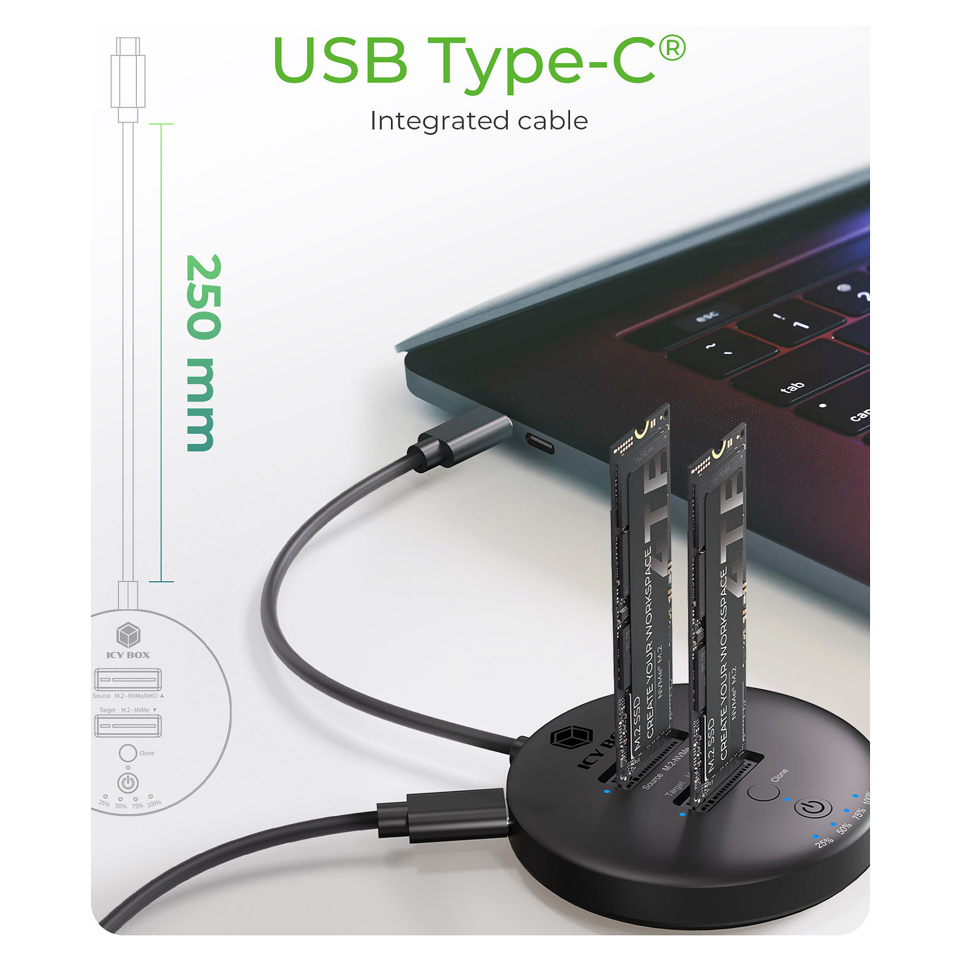 Stanica za kloniranje i docking ICY BOX IB-1612MCL-C31 (za 2x M.2 NVMe SSD, USB-C)-11