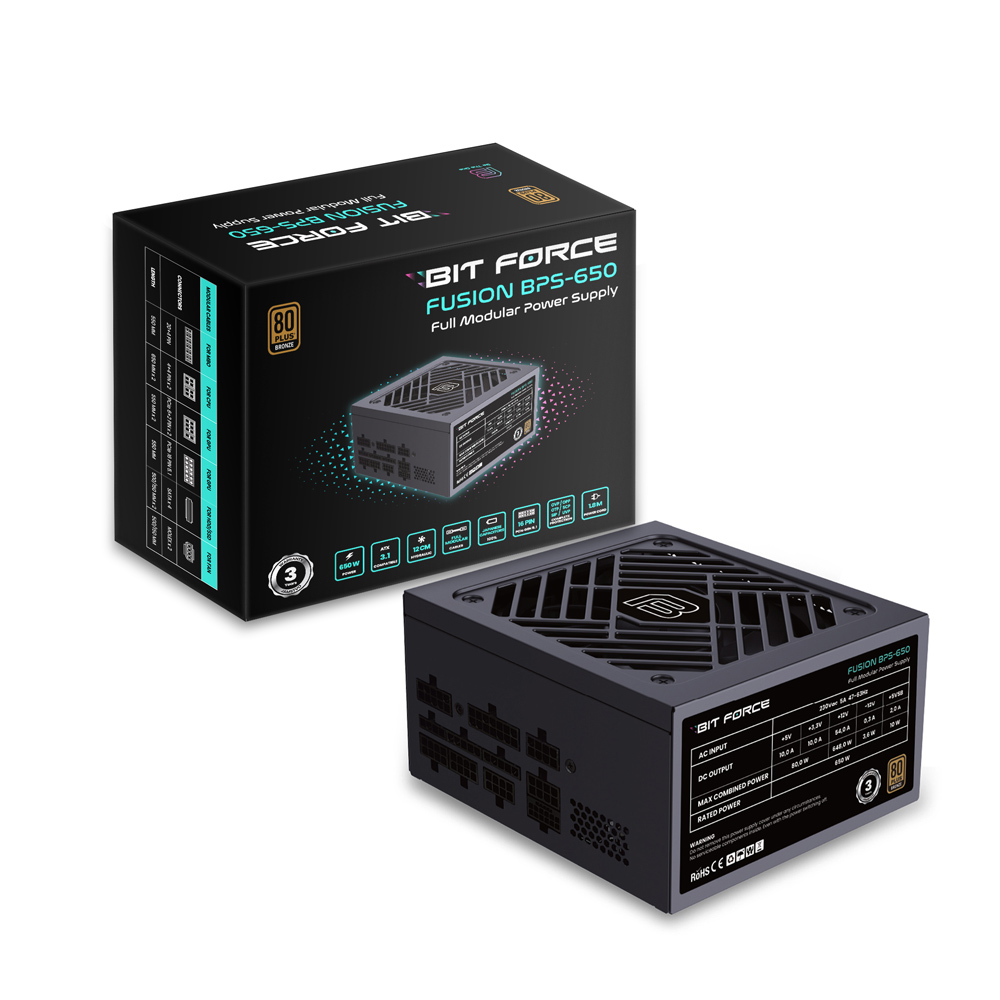 Napajanje BIT FORCE FUSION BPS-650 (650W, 80+ Bronze, modularno, ATX 3.1, PCI-E 5.1)