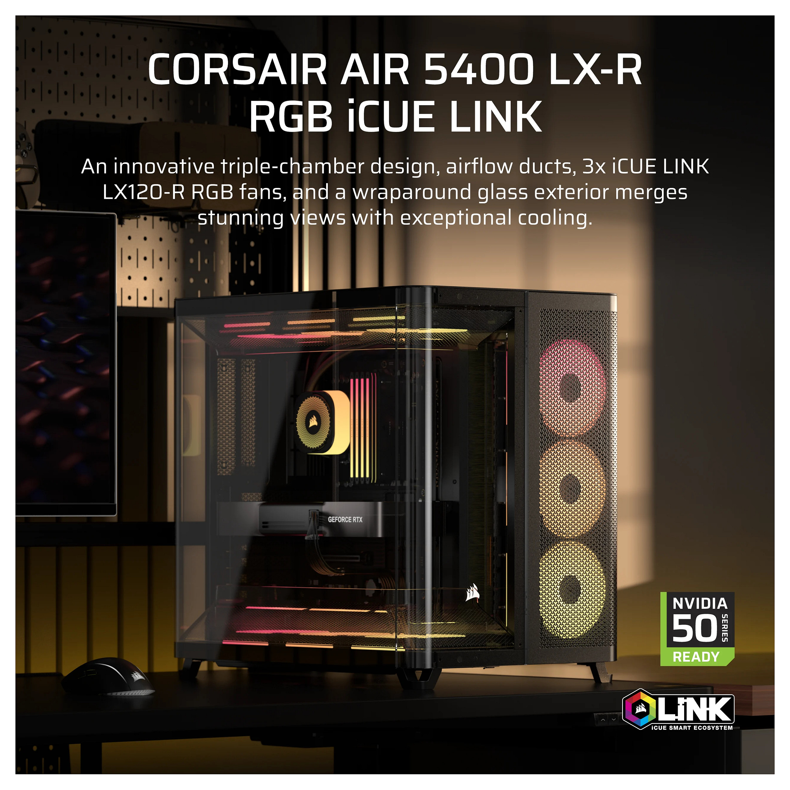 Kućište CORSAIR AIR 5400 LX-R (RGB, iCUE LINK, Midi Tower, Black)-1